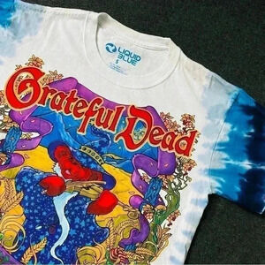 Grateful Dead Terrapin Moon Bear 2000 Liquid Blue Tie Dye T-Shirt Small‎